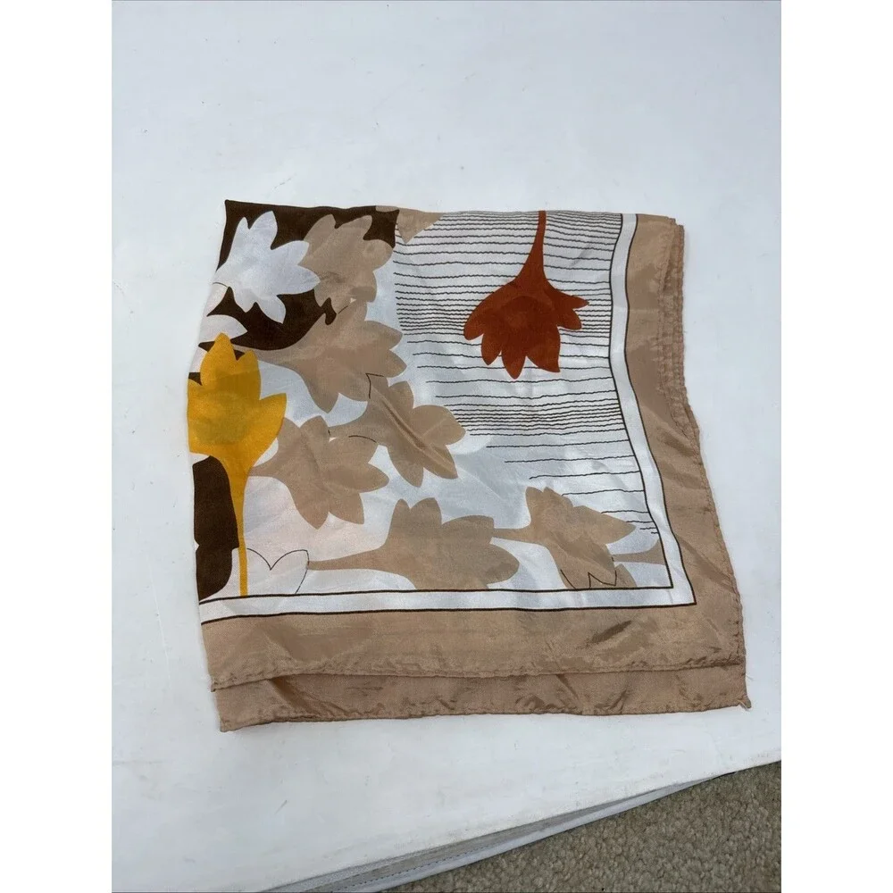 PAOLI Vintage Acetate Earthtones Floral Scarf 23